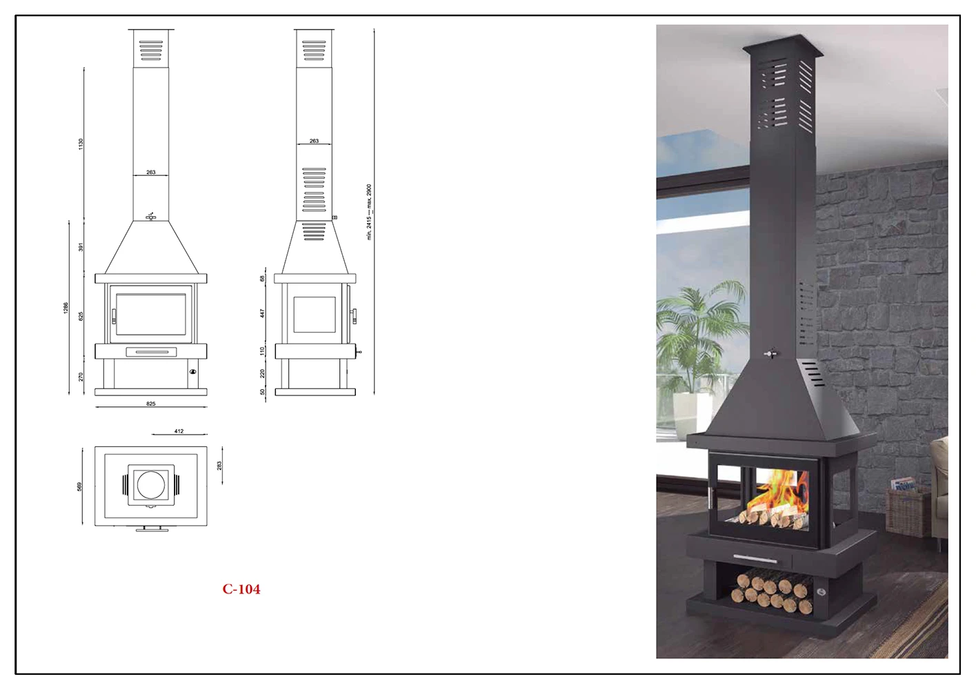 Chimenea De Leña Modelo C-104 K 6 Chimenea De Leña Modelo C-104 K - Imagen 4