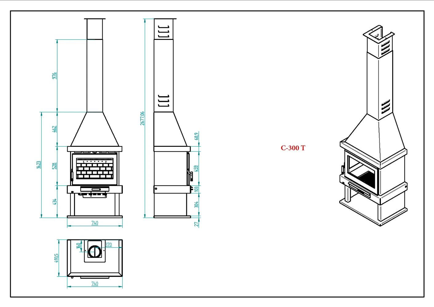 Chimenea De Leña Con Turbinas C-300 T 6 Chimenea De Leña Con Turbinas C-300 T - Imagen 4