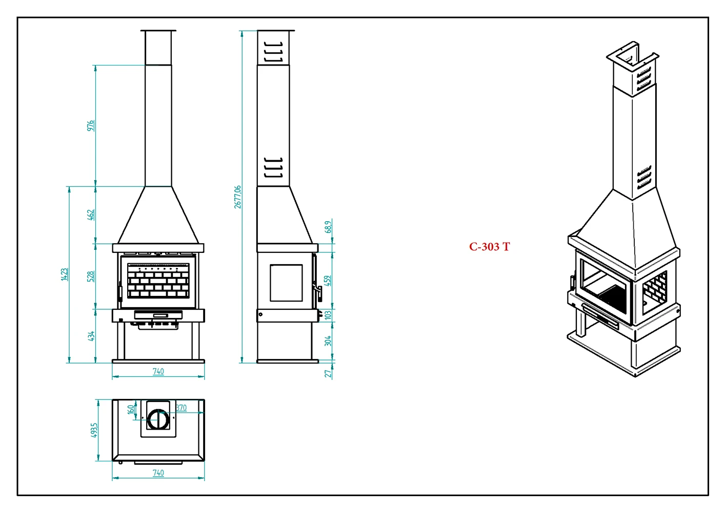 Chimenea De Leña Con Turbinas C-303 T 6 Chimenea De Leña Con Turbinas C-303 T - Imagen 4