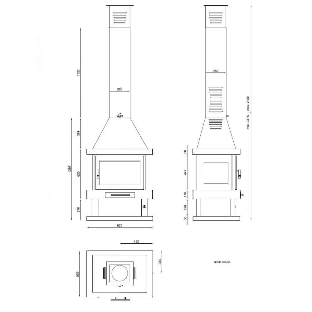 Chimenea De Leña Modelo C-104 6 Chimenea De Leña Modelo C-104 - Imagen 4