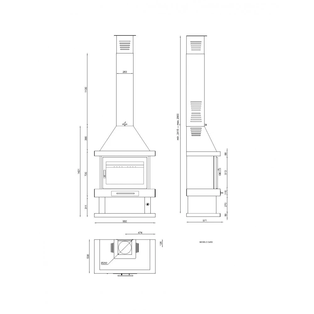 Chimenea De Leña Frontal Modelo C-200 6 Chimenea De Leña Frontal Modelo C-200 - Imagen 4