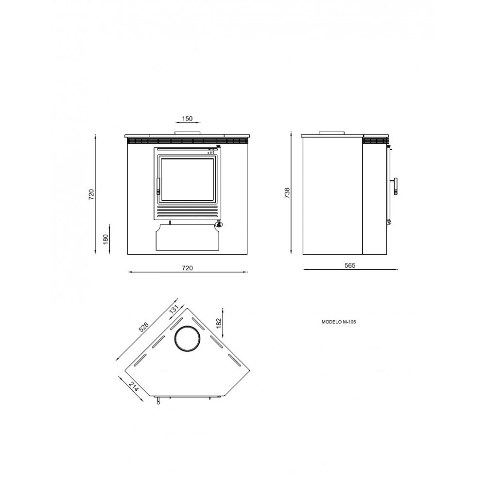 Estufa De Leña Rinconera Modelo M-105 6 Estufa De Leña Rinconera Modelo M-105 - Imagen 4