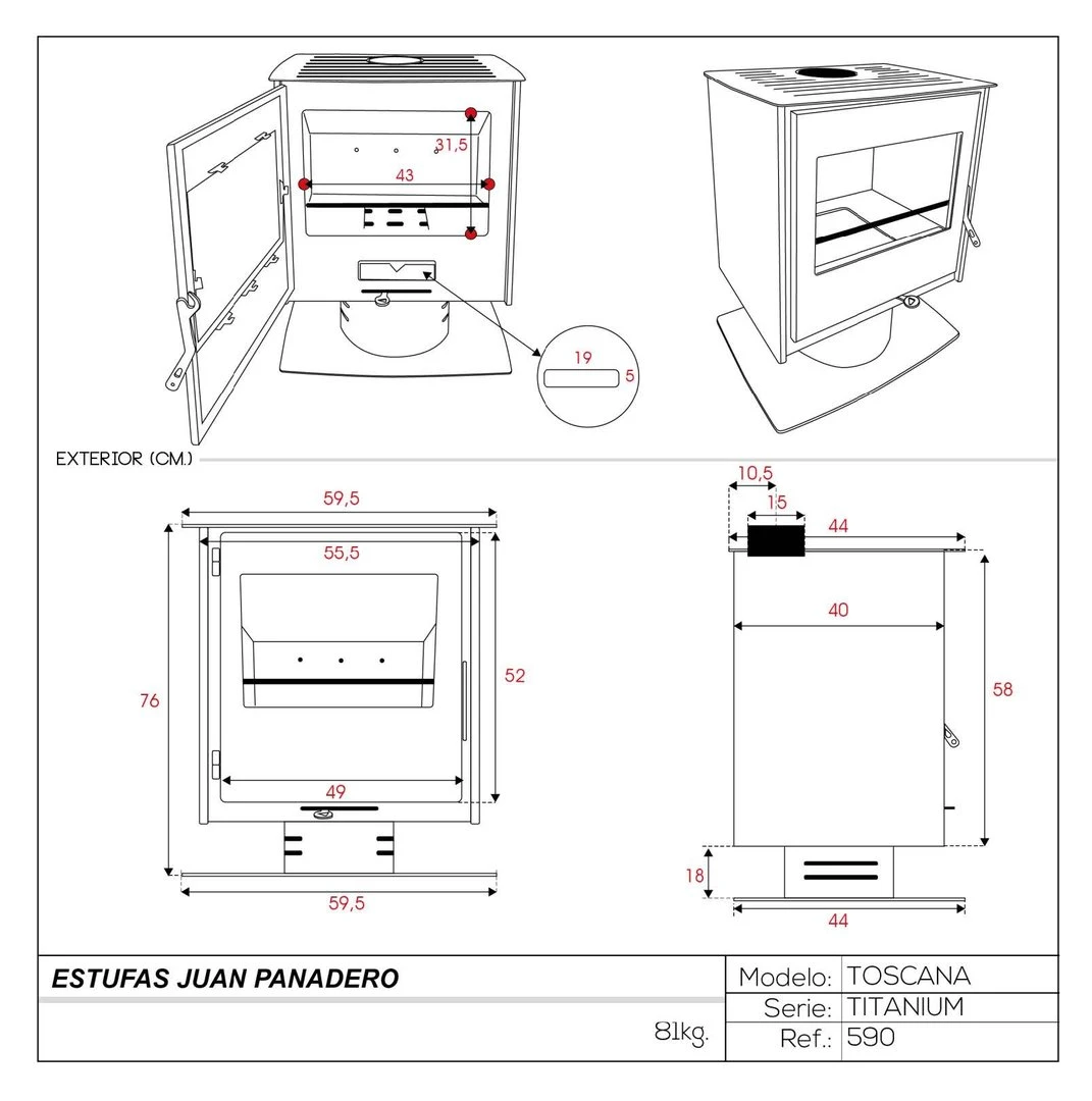 Estufa De Leña Eco Design Toscana Titanium 7 Estufa De Leña Eco Design Toscana Titanium - Imagen 5