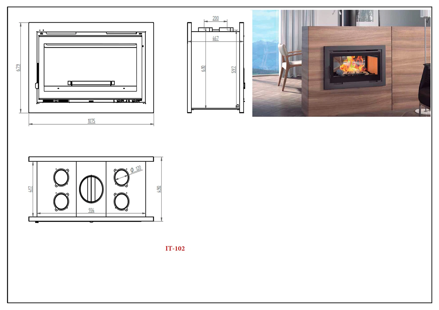 Insertable De Leña Modelo IT-102 FK 5 Insertable De Leña Modelo IT-102 FK - Imagen 3
