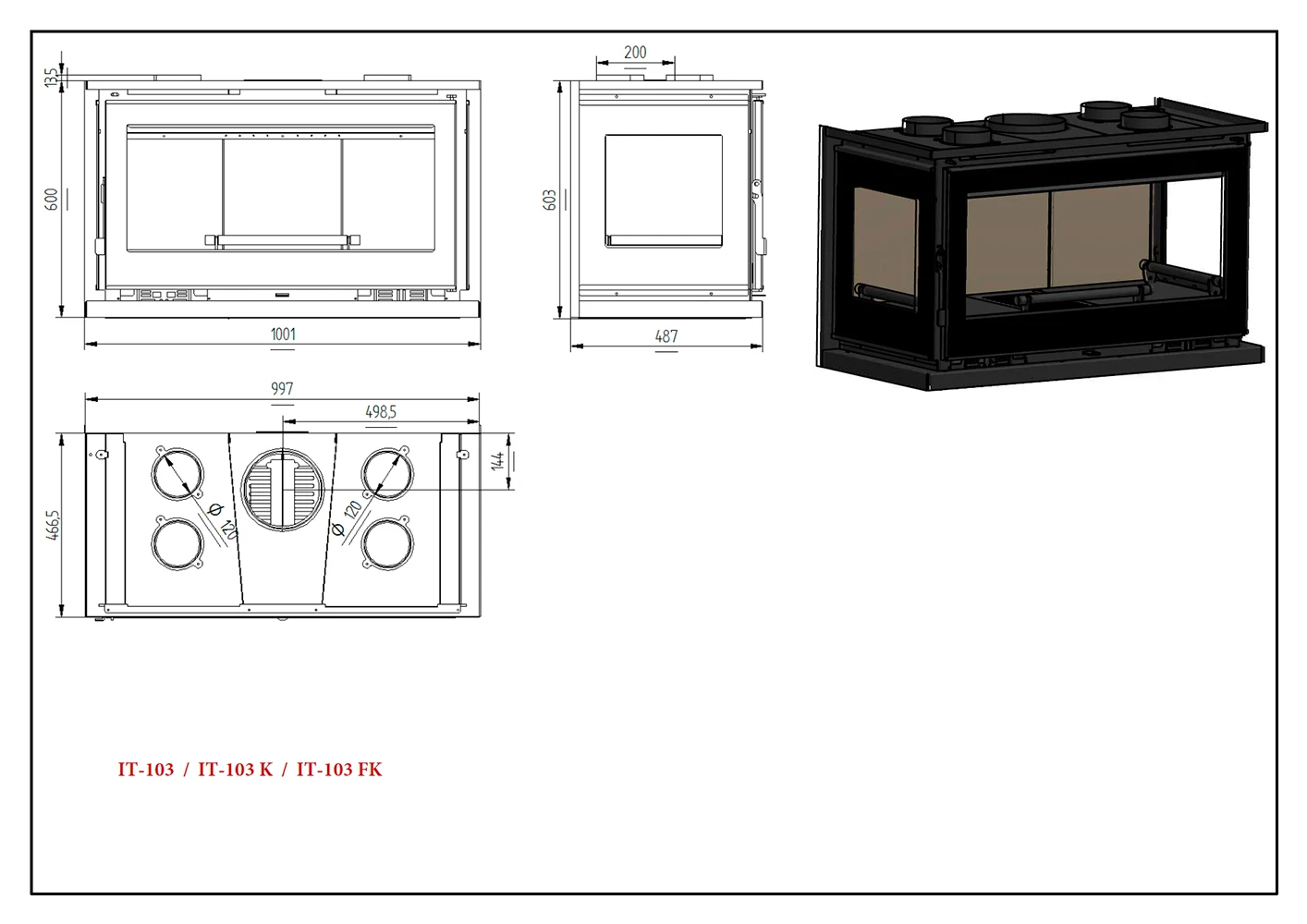 Insertable De Leña Modelo IT-103 5 Insertable De Leña Modelo IT-103 - Imagen 3
