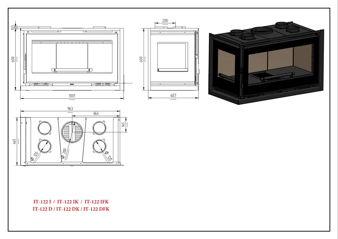 Insertable De Leña Modelo IT-122 DF 5 Insertable De Leña Modelo IT-122 DF - Imagen 3