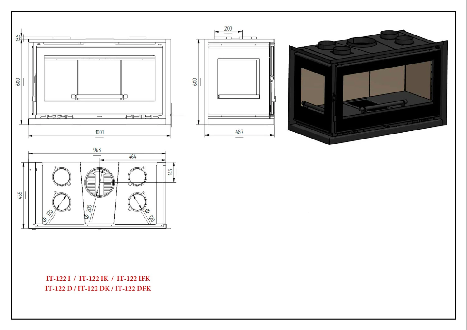 Insertable De Leña Modelo IT-122 DK 5 Insertable De Leña Modelo IT-122 DK - Imagen 3