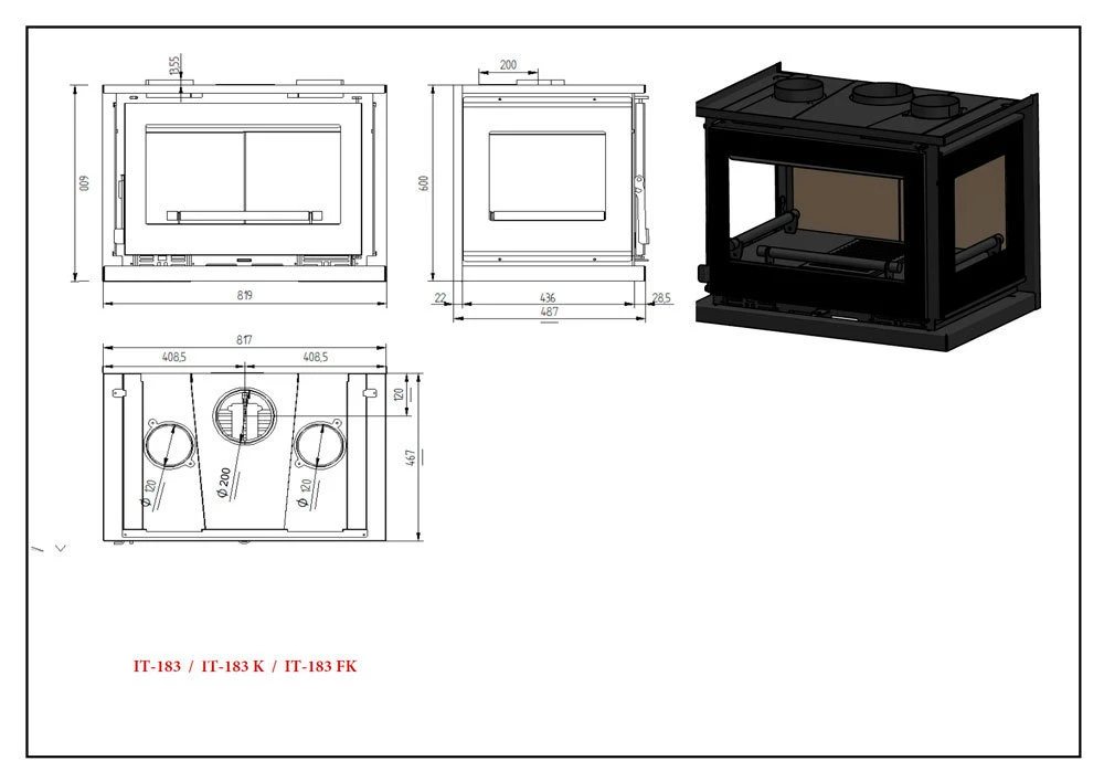 Insertable De Leña Modelo IT-183 F 5 Insertable De Leña Modelo IT-183 F - Imagen 3