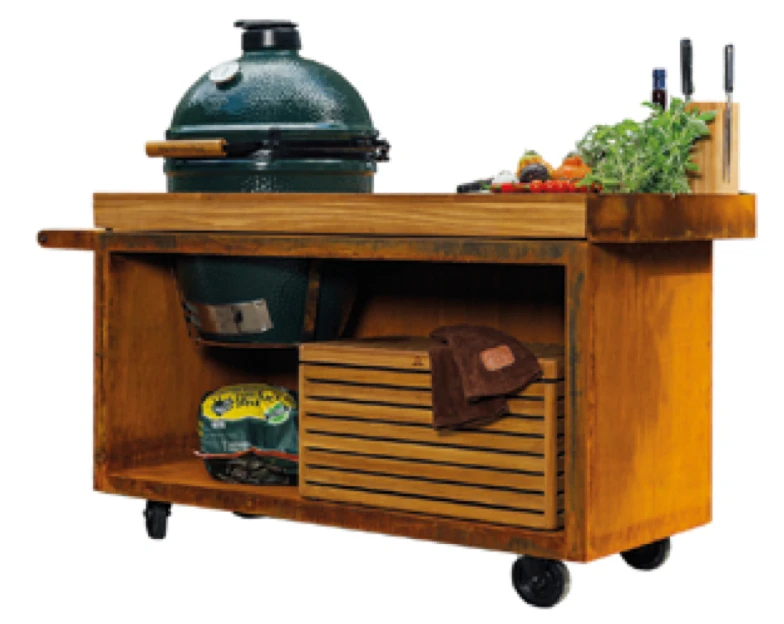 Mesa Con Tabla De Teca Ofyr Para Big Green Egg 3 Mesa Con Tabla De Teca Ofyr Para Big Green Egg